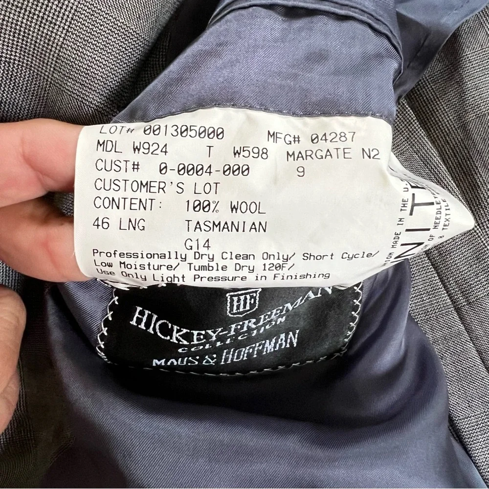 Men's Hickey Freeman 100% Wool Gray Blazer Size 46L